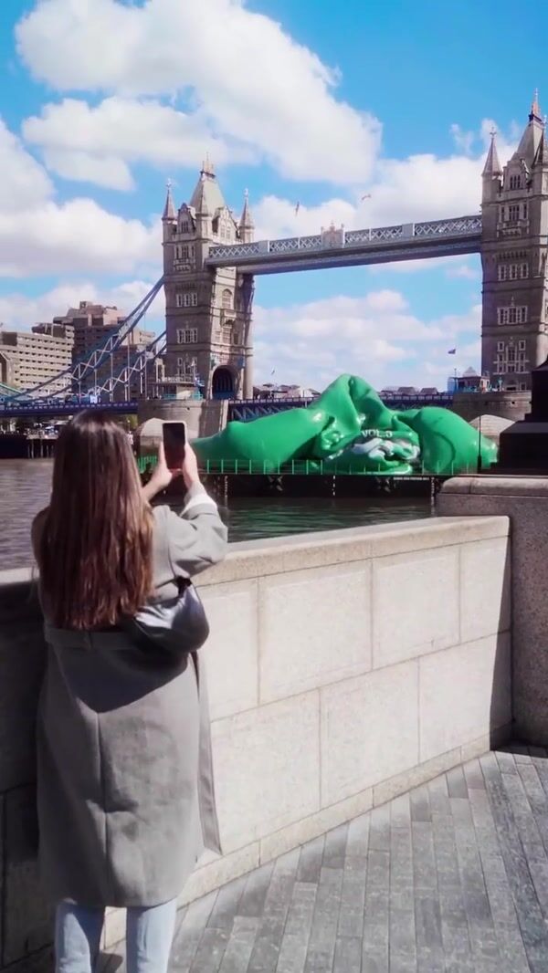 White Fox Boutique Gigantic Hoodie Blown Up on River Thames