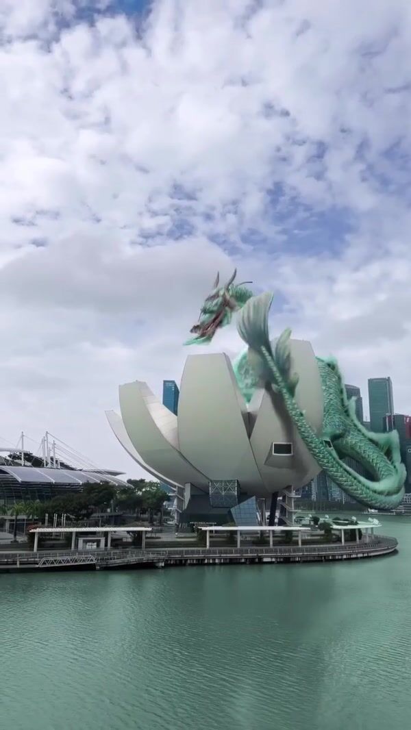 Marina Bay Sands Dragon Soars in Singapore Skyline
