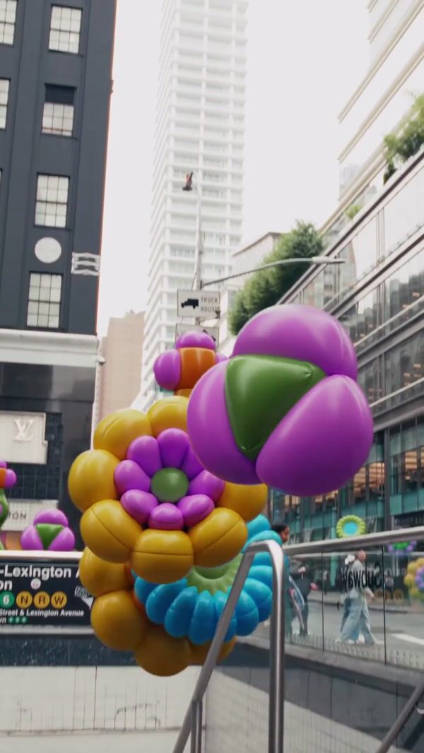 Bloomingdale's Flower Balloons Emerge from Subway Entrance