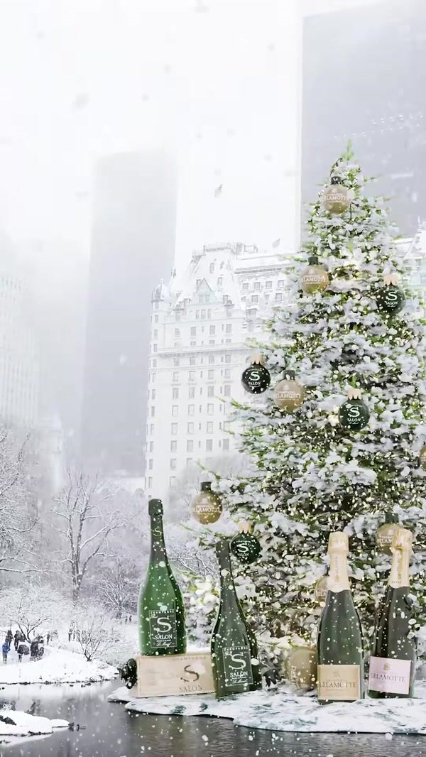 Champagne Delamotte Giant Bottles Stage Christmas Tree