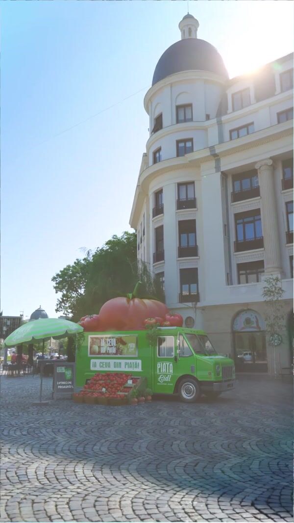 Lidl Tomatoes Display Above Food Truck