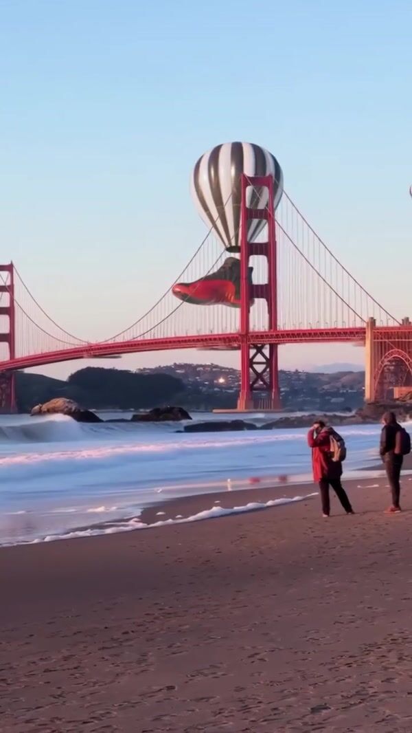 Foot Locker Shoe Hot Air Balloon Over Bridge