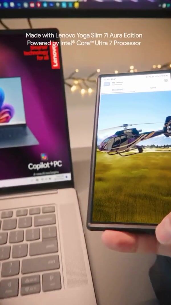 Lenovo Helicopter Emerges from Phone Screen