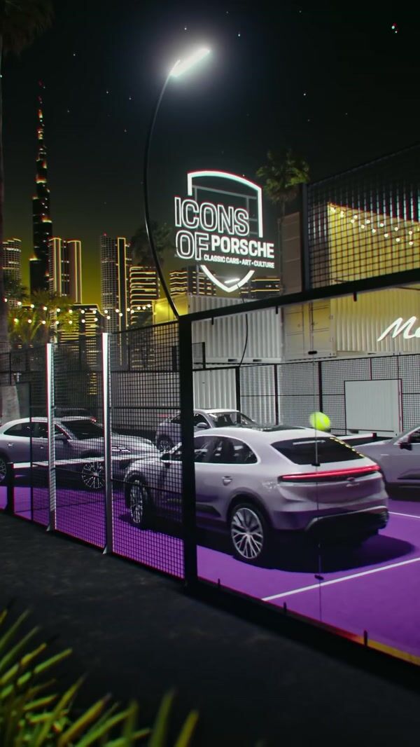Porsche Cars Playing Paddle Tennis on Court