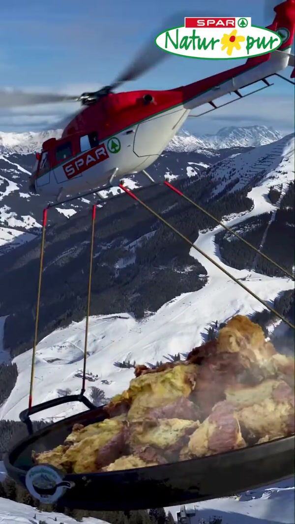 Spar Dessert Helicopter Delivery at Ski Resort