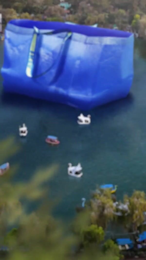 IKEA Blue Shopping Bag Floats at the Lake