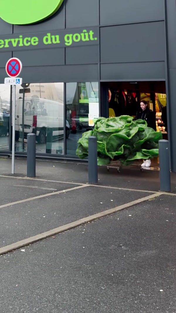 Fresh Massive Lettuce on Shopping Carts