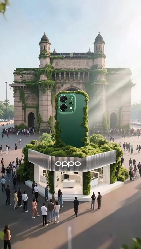Oppo Giant Phone Covered in Green Moss