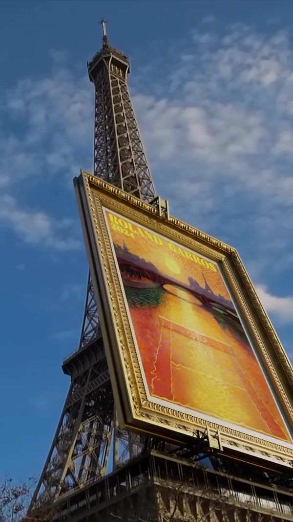 Roland-Garros Giant Poster on Eiffel Tower