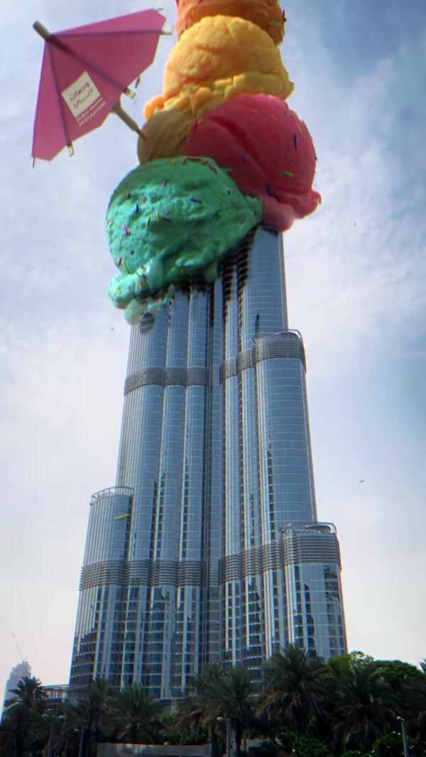 BrandDubai Giant Ice Cream Scoops at Burj Khalifa