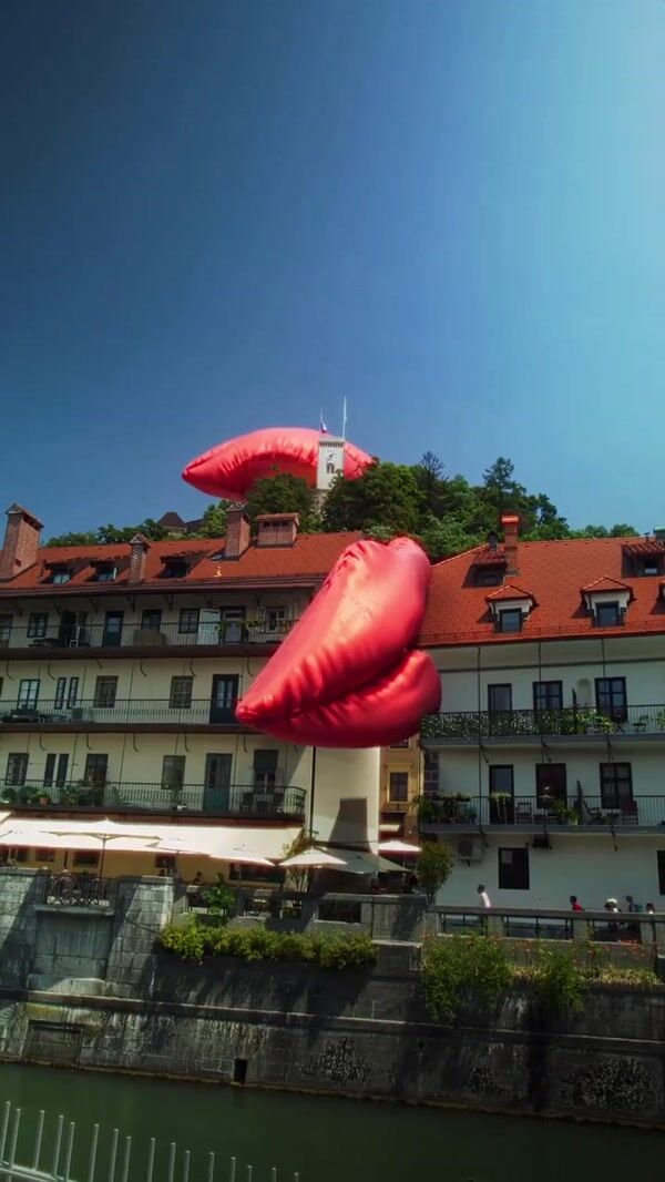 Smile Inflatable Lips Tied Above Boat