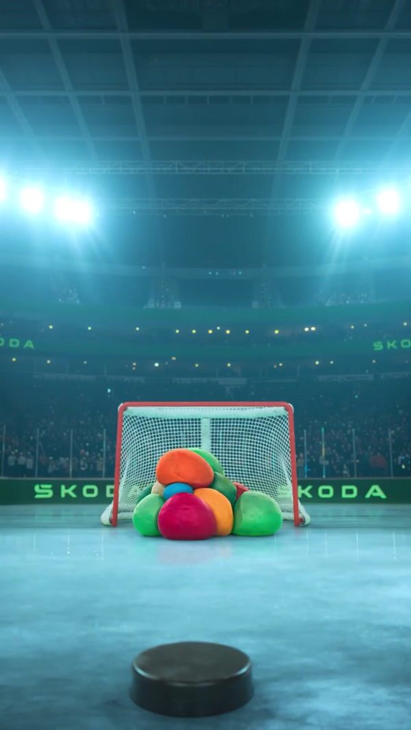 Skoda Colorful Clay Goalie Blocks Hockey Puck