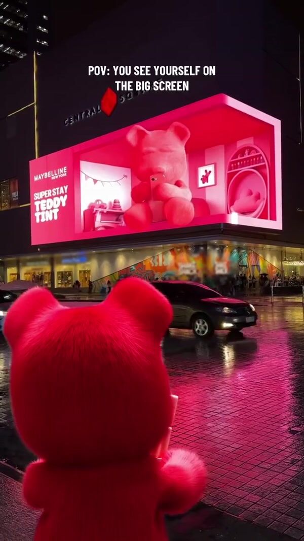 Maybelline Pink Teddy Watching Billboard
