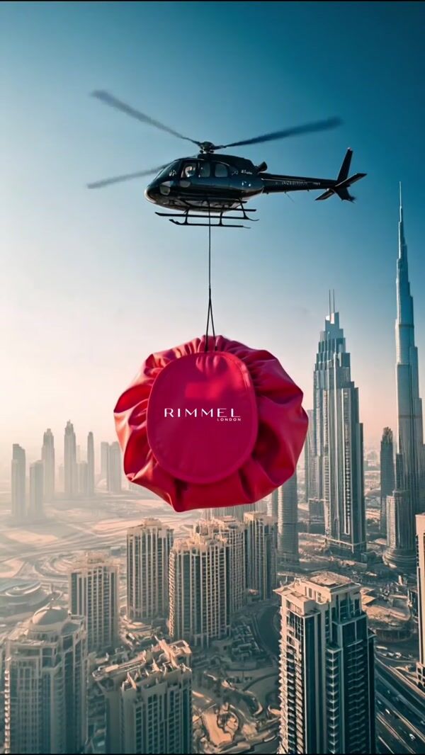 Rimmel Giant Red Bag Airlifted by Helicopter