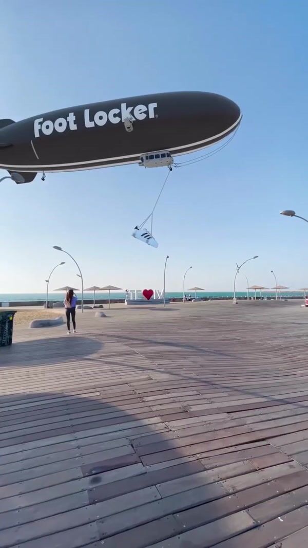 Foot Locker Giant Blimp Carries Giant Shoe