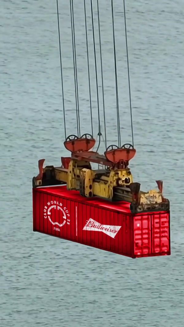 Budweiser Shipping Container Loaded by Crane