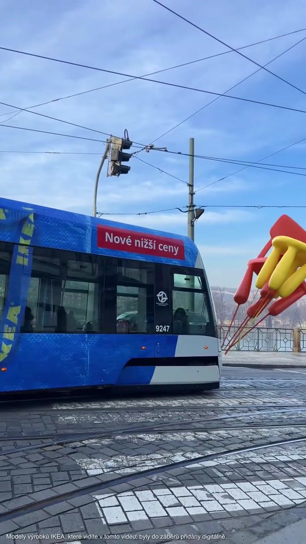 IKEA Inflated Furnitures Attached on Tram
