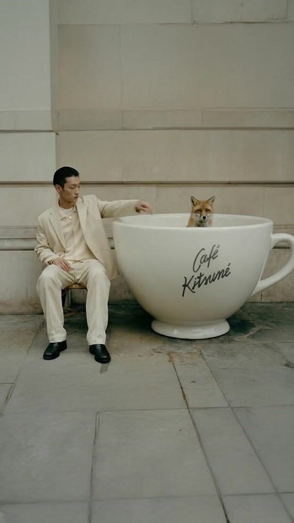 Maison Kitsuné Fox Sits on Giant Coffee Cup