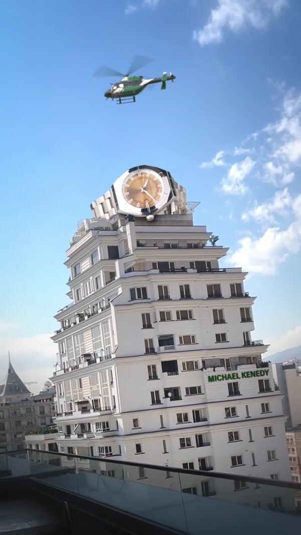 Michael Kenedy Giant Watch Tops Building