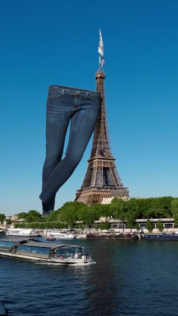 Celio Jeans Stand Beside Eiffel Tower