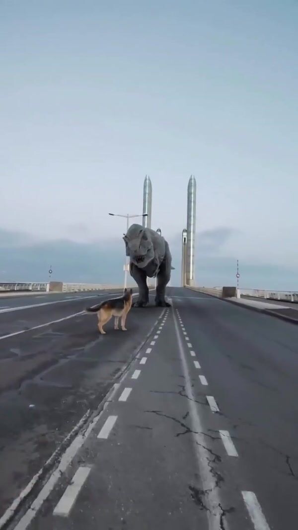 Quoifaireabordeaux T-Rex and Dog Roaming