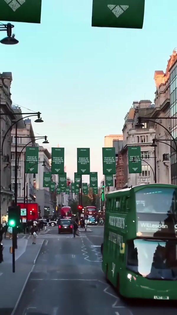 Prada Brand Banners Hanging in London