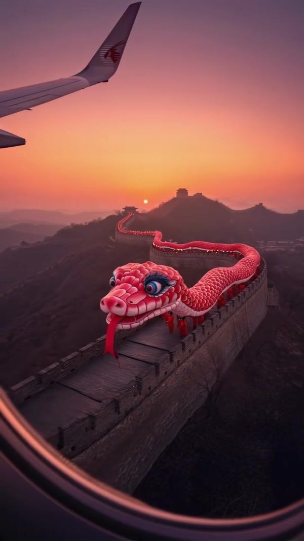 Qatar Airways Snake at the Great Wall of China