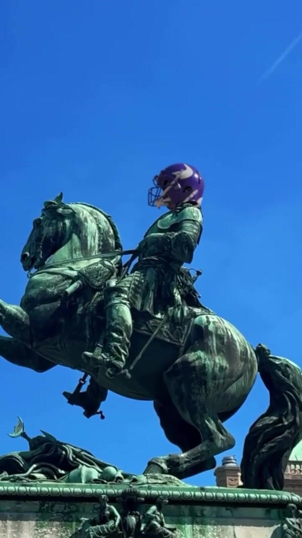 Vienna Vikings Horse Statue in Football Helmet