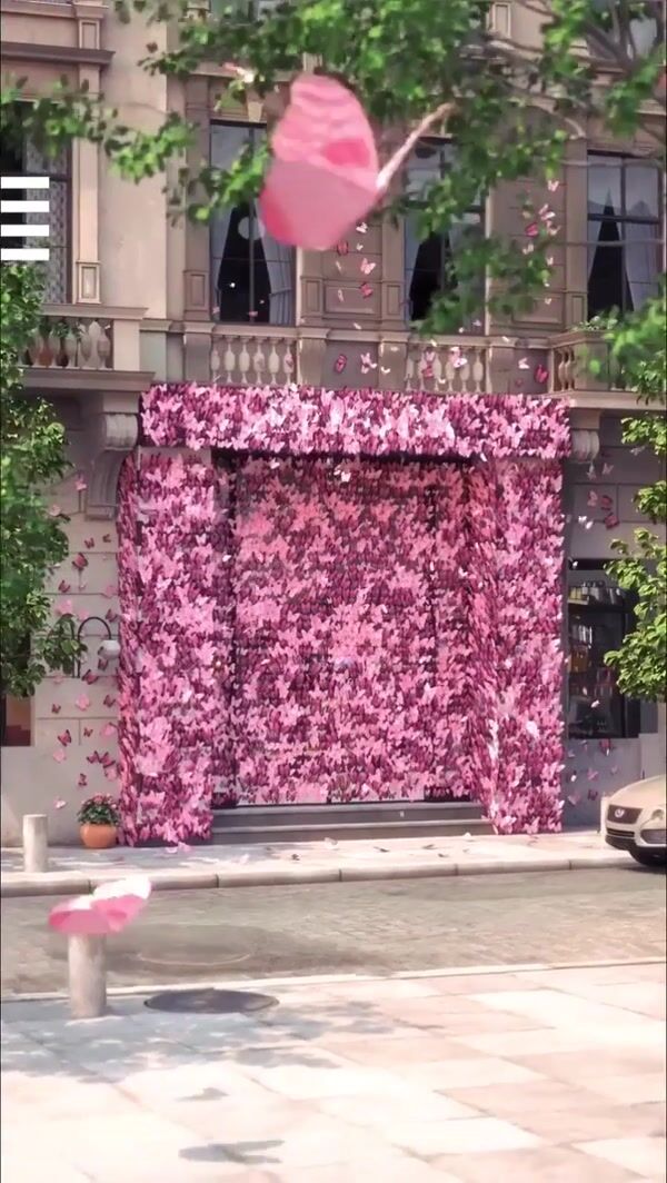 Sephora Door Covered With Pink Butterflies