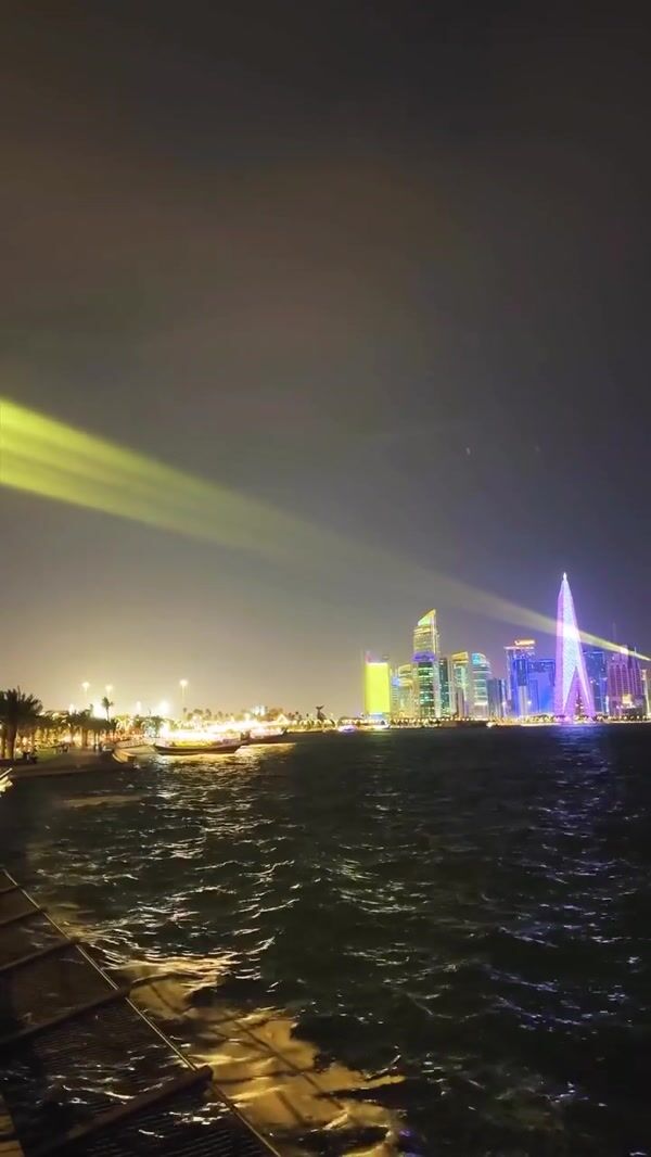 Gold Apple Sky Beam Over Doha