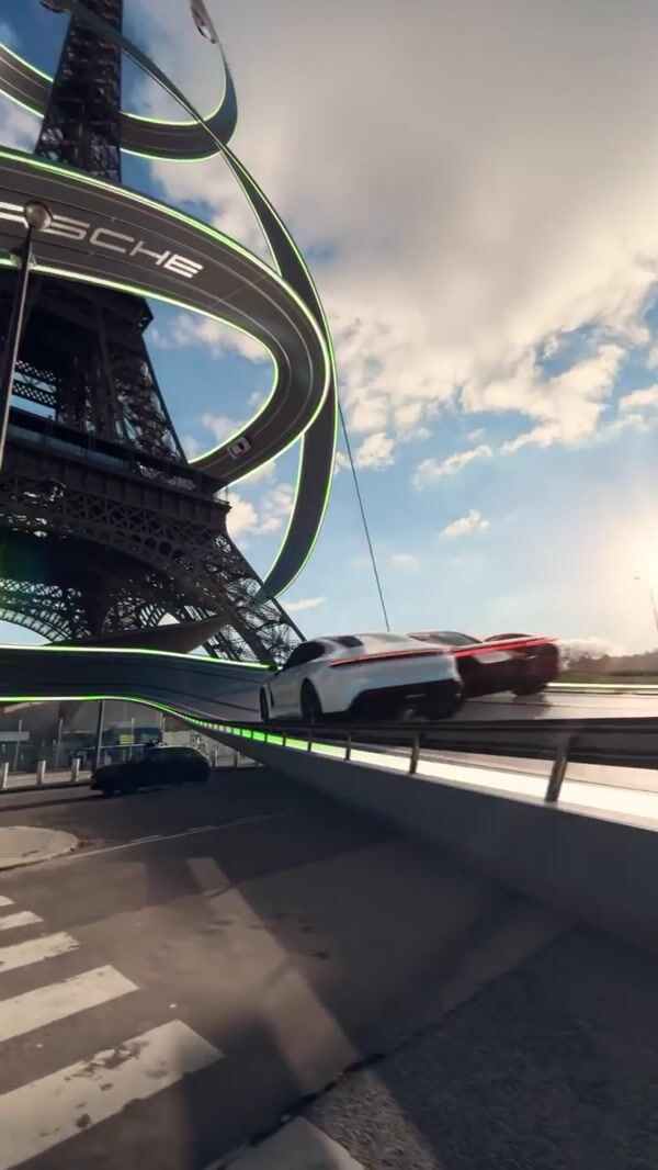 Porsche Rollercoaster Race Around the Eiffel Tower