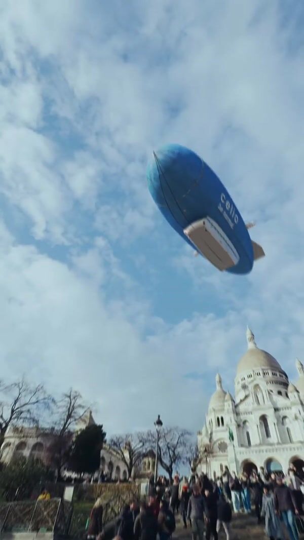 Celio Giant Denim Airship Flies Above Paris