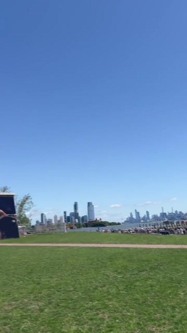 Lenny Kravitz Guitar Hangs on Statue of Liberty