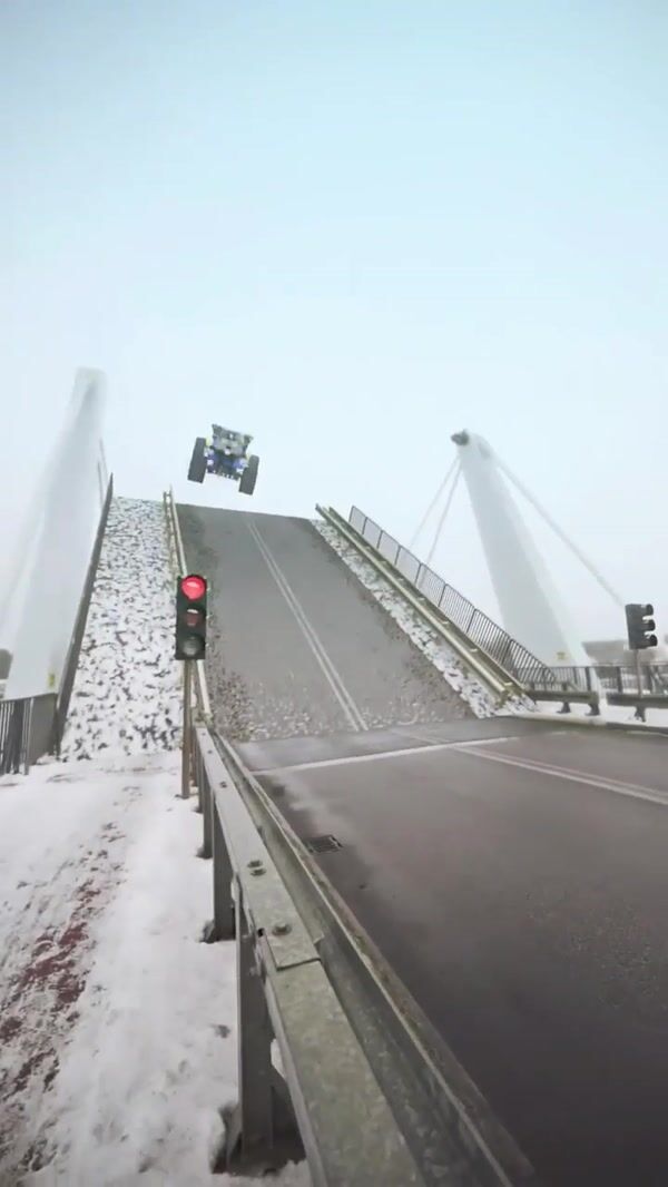 LEGO Monster Truck Soars Off the Bridge