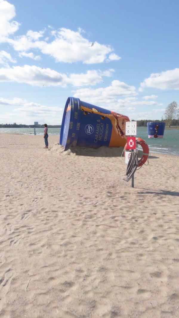 Fazer Giant Ice Cream Tub on Beach