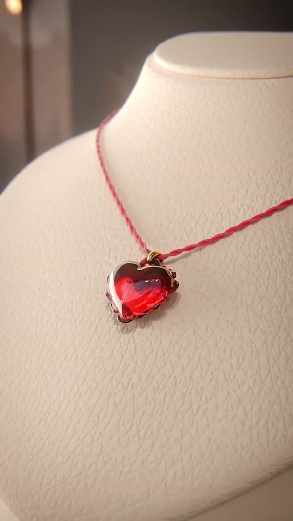 Lalique Floating Red Heart Crystals at Rue Royale