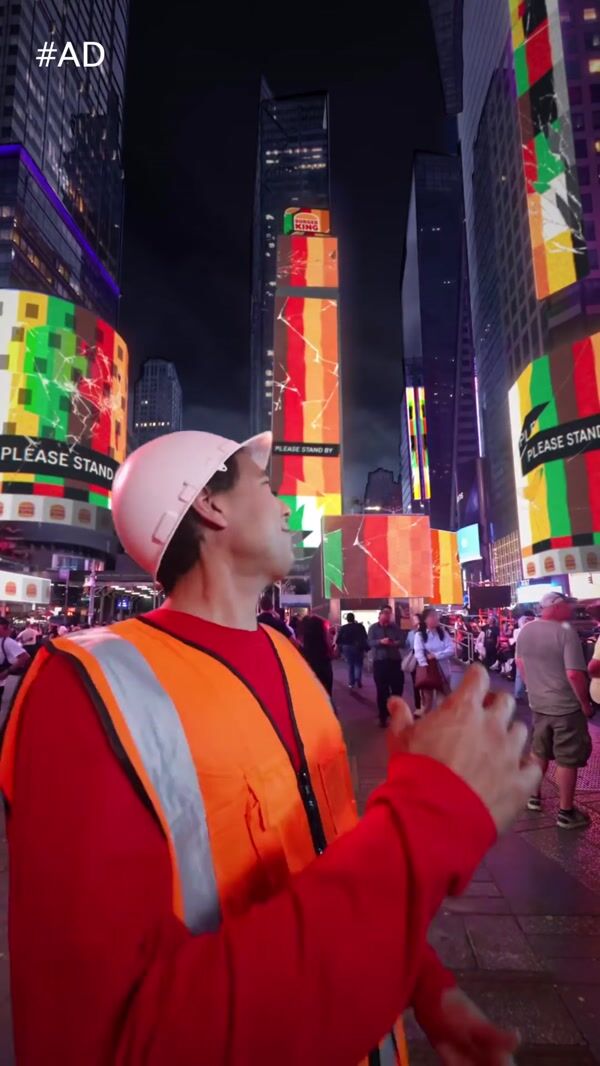 Burger King Man Grabs Burger from Digital Screen