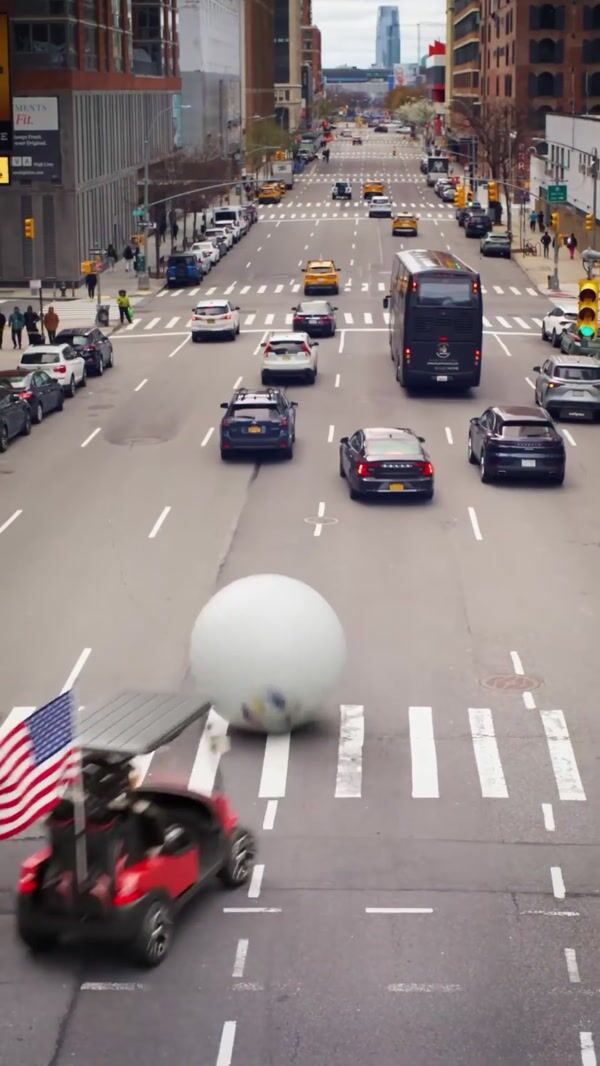 Ryder Cup Giant Golf Ball Rolls Through Street