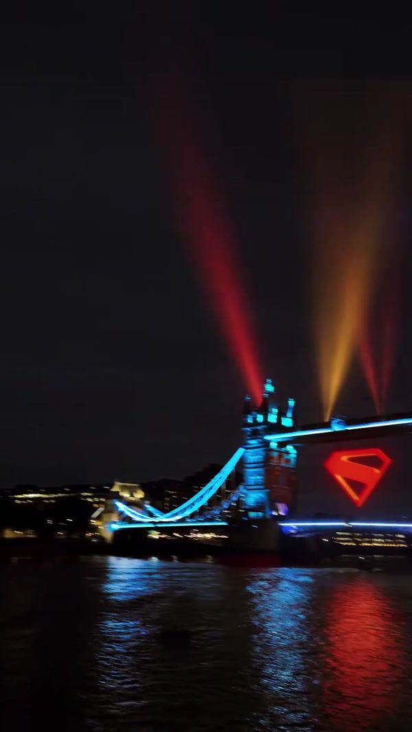 DC Giant Superman Emblem on Tower Bridge