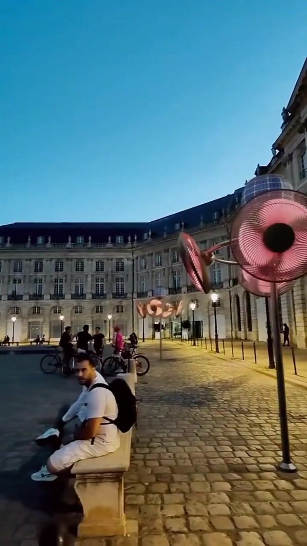 Quoifaireabordeaux Rotating Neon Fans on Lamp Post