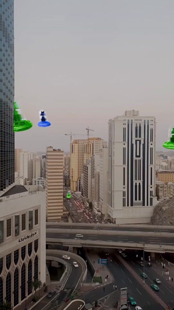 Dulcilabs UFO Liquid Candy Flying Over City