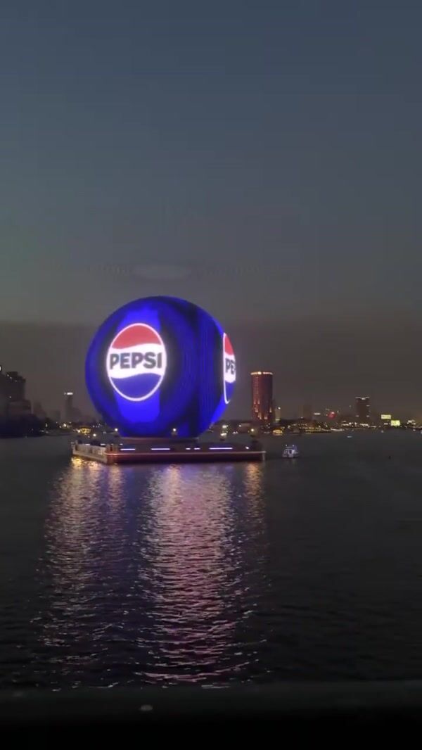 Pepsi Sphere Digital Screen Display on the River