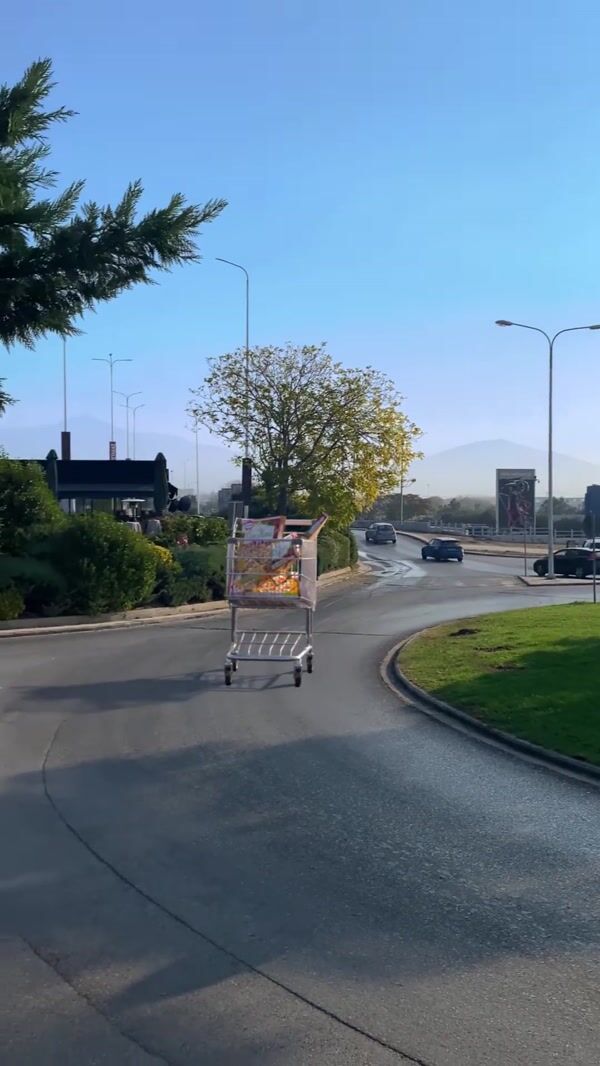 Dr.Oetker Shopping Cart Rolls on the Street