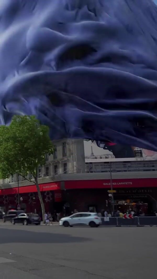 Lancôme Purple Cloth Revealing Billboard