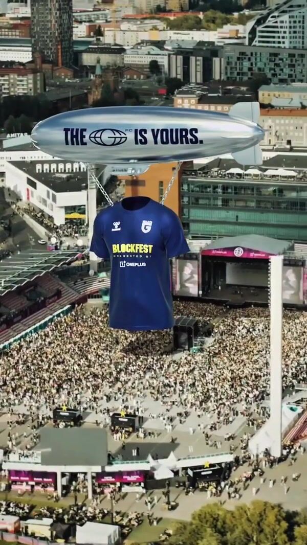 Gilla FC Giant Jersey Suspended on Blimp