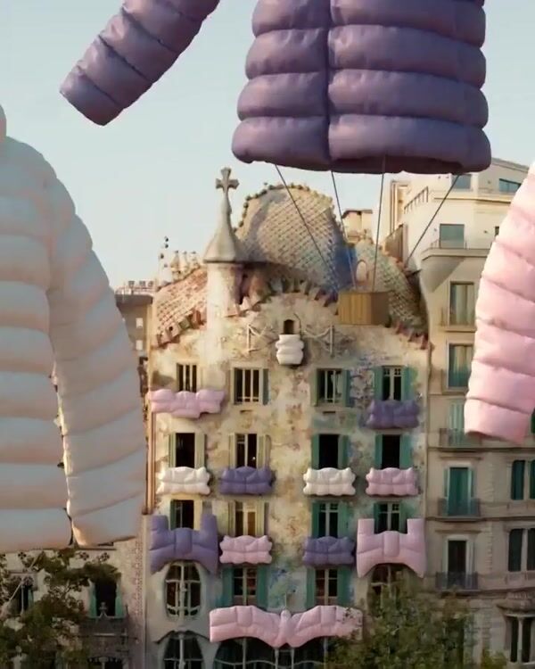 Uniqlo Giant Puffer Jackets Float Over Casa Batlló