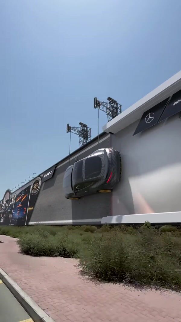Mercedes-Benz Sports Car Cruising on Billboard