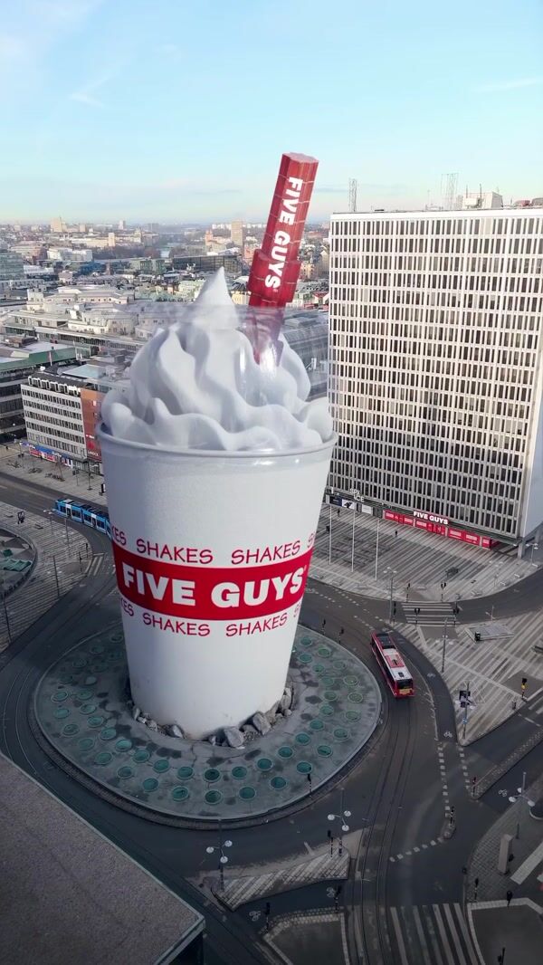 Five Guys Milkshake Towering in Stockholm