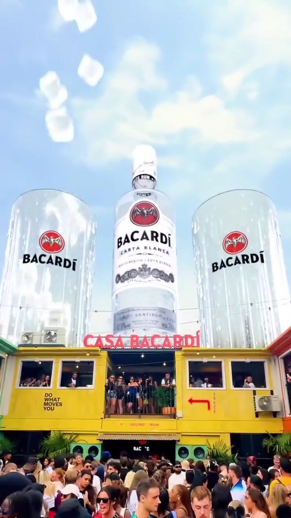 Bacardi Giant Rum and Glasses Atop Casa Bacardi