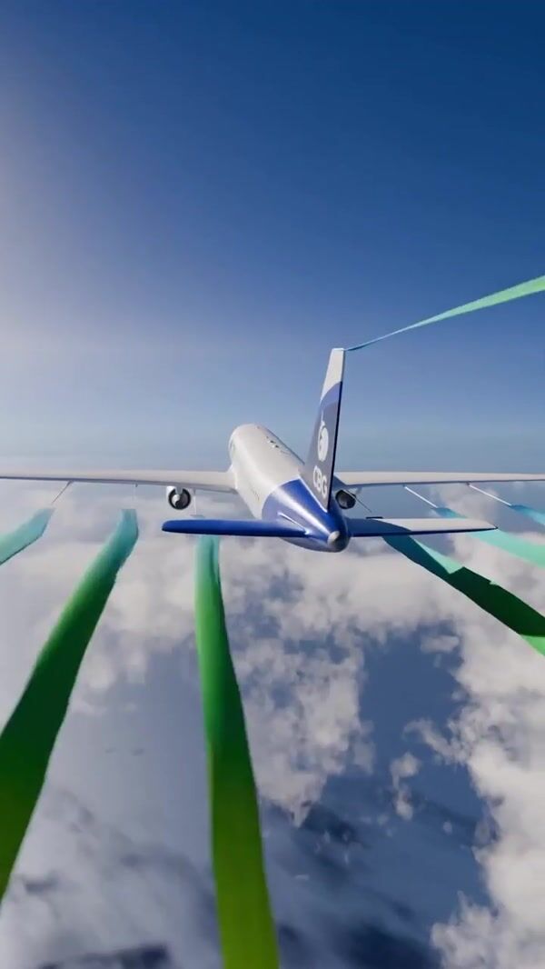 CBG Airplane Flies with Flowing Ribbons